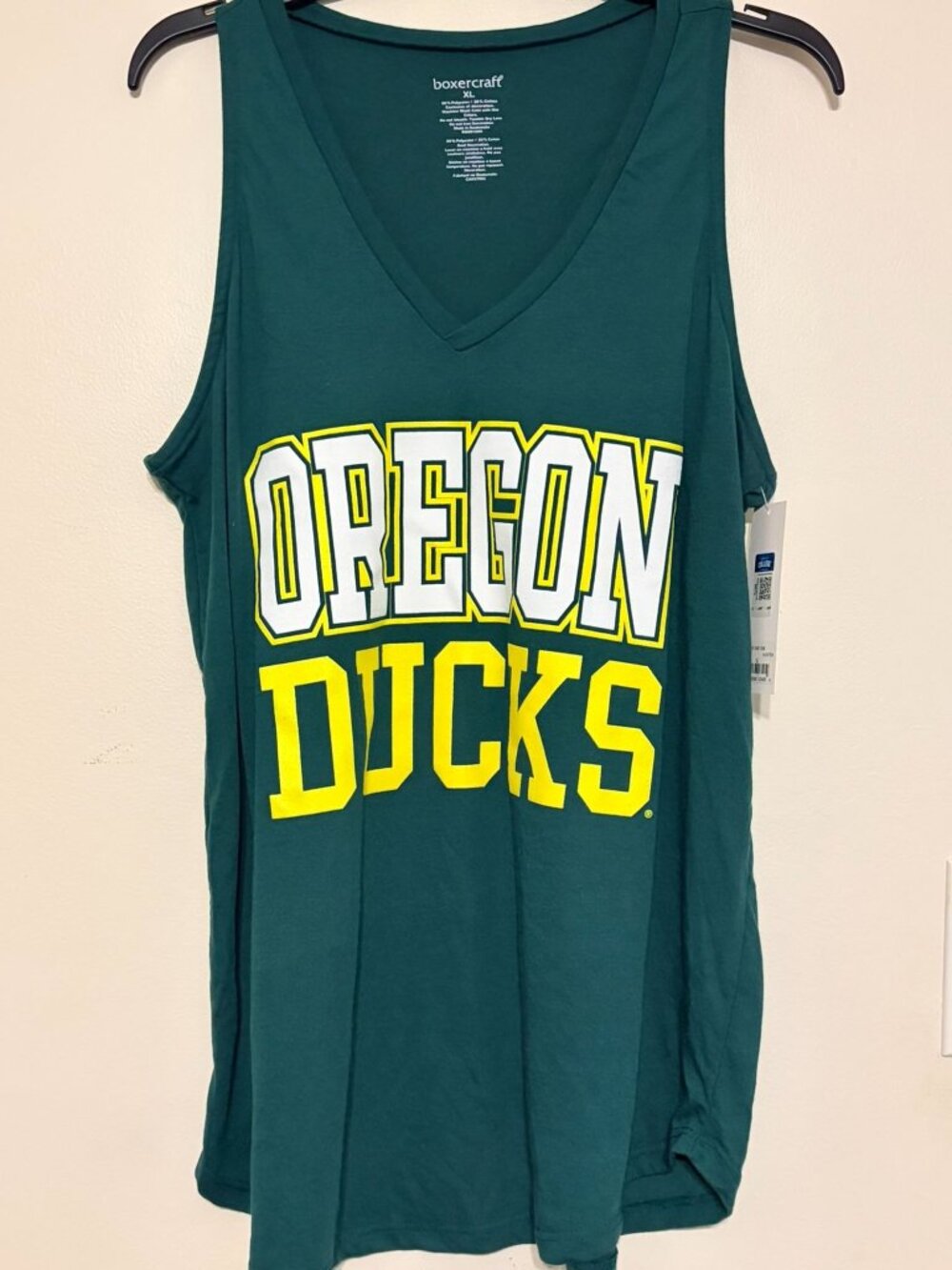New NWT Women's Boxercraft Oregon Ducks Green Graphic Tank Top Size XL